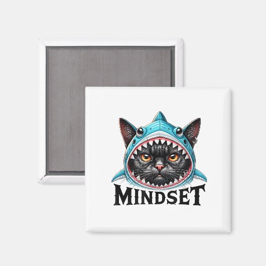 Funny Cat, Mindset Motivational Saying, Shark  Magneet (Voorkant / Achterkant)