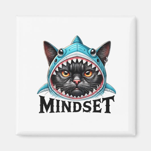 Funny Cat, Mindset Motivational Saying, Shark Magneet (Voorkant)