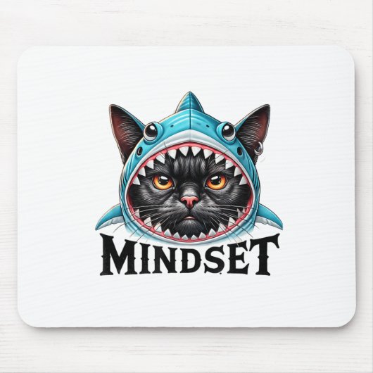 Funny Cat, Mindset Motivational Saying, Shark  Muismat (Voorkant)