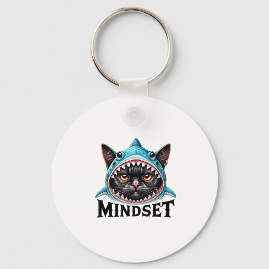 Funny Cat, Mindset Motivational Saying, Shark  Sleutelhanger (Voorkant)