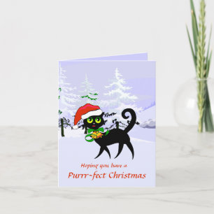 Funny Cat-minnaar voor ondoorschijnende kerstmis Feestdagen Kaart