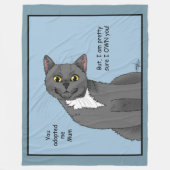 Funny Cat Moederdag Grijze Kat Blauw Fleece Deken (Voorkant)