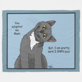 Funny Cat Moederdag Grijze Kat Blauw Fleece Deken (Voorkant (Horizontaal))