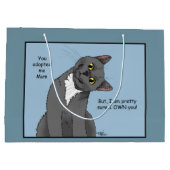 Funny Cat Moederdag Grijze Kat Blauw Groot Cadeauzakje (Achterkant)