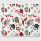 Funny cat mouse and catnip Kerstmis wrapping Cadeaupapier (Vlak)
