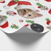 Funny cat mouse and catnip Kerstmis wrapping Cadeaupapier (Hoek)
