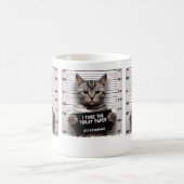 Funny Cat Mugshot Mischievous Kat Humor Cat Koffiemok (Center)