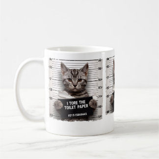 Funny Cat Mugshot Mischievous Kat Humor Cat Koffiemok