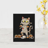 Funny Cat Mummy Pumpkin Halloween Kinder Mannen Vr Kaart (Gele Bloem)