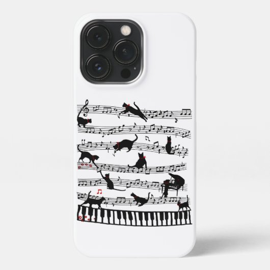 Funny Cat Music Note, Gift for Piano Player, Music iPhone Hoesje (Achterkant)