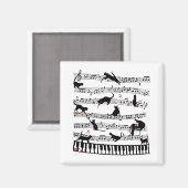 Funny Cat Music Note, Gift for Piano Player, Music Magneet (Voorkant / Achterkant)