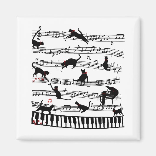 Funny Cat Music Note, Gift for Piano Player, Music Magneet (Voorkant)