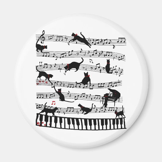 Funny Cat Music Note, Gift for Piano Player, Music Magneet (Voorkant)