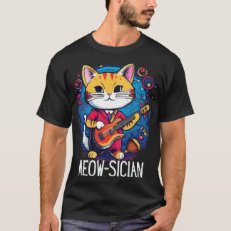 Funny Cat muzikant Meowsician gitaar musical T-shirt
