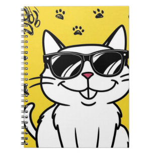 Funny Cat notitieboek Cartoon met zonnebril