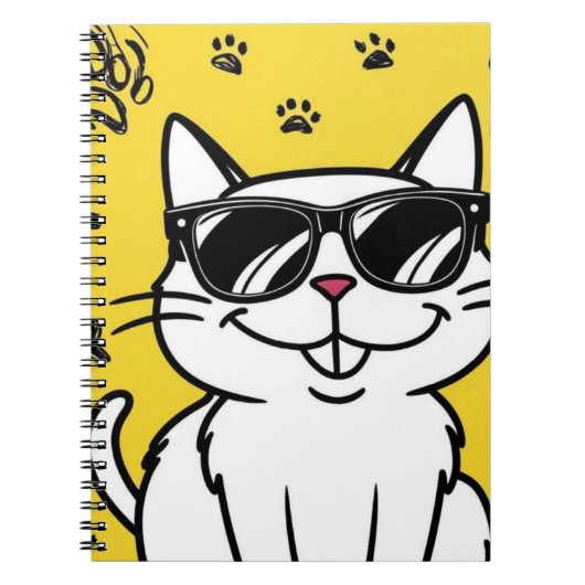 Funny Cat notitieboek Cartoon met zonnebril (Voorkant)