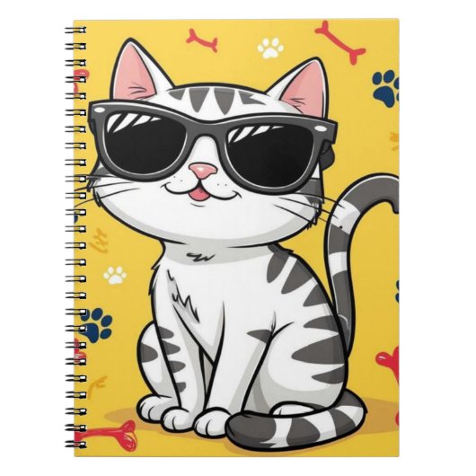 Funny Cat notitieboek Cartoon met zonnebril (Voorkant)