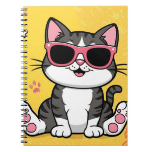 Funny Cat notitieboek Cartoon met zonnebril