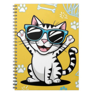 Funny Cat notitieboek Cartoon met zonnebril