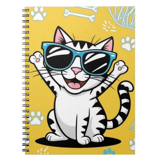 Funny Cat notitieboek Cartoon met zonnebril (Voorkant)