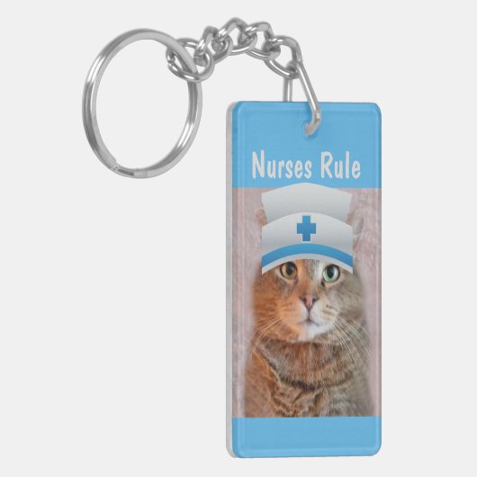 Funny Cat Nurses Rule Sleutelhanger (Voorkant Links)