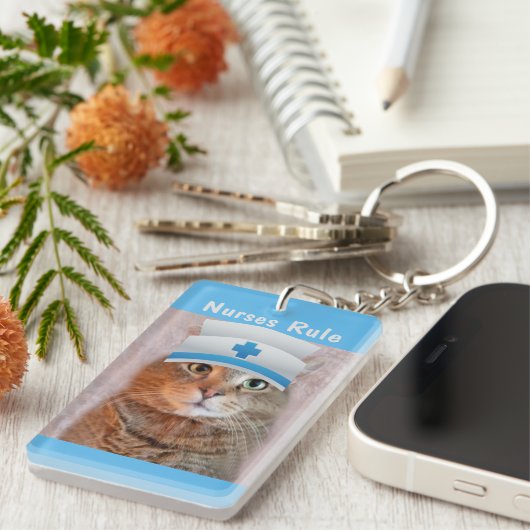 Funny Cat Nurses Rule Sleutelhanger (Voorkant Rechts)
