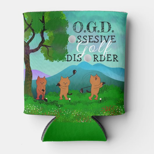 Funny Cat Obsessief Golf Aandoening Koelbox Blikjeskoeler (Voorkant)