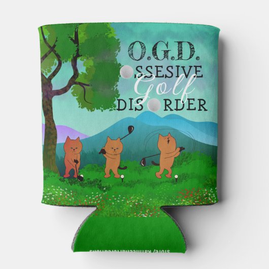 Funny Cat Obsessief Golf Aandoening Koelbox Blikjeskoeler (Achterkant)