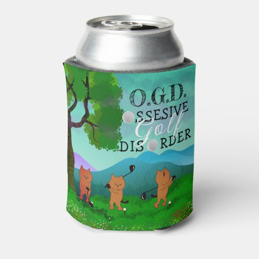 Funny Cat Obsessief Golf Aandoening Koelbox Blikjeskoeler (Blikje Achterkant)