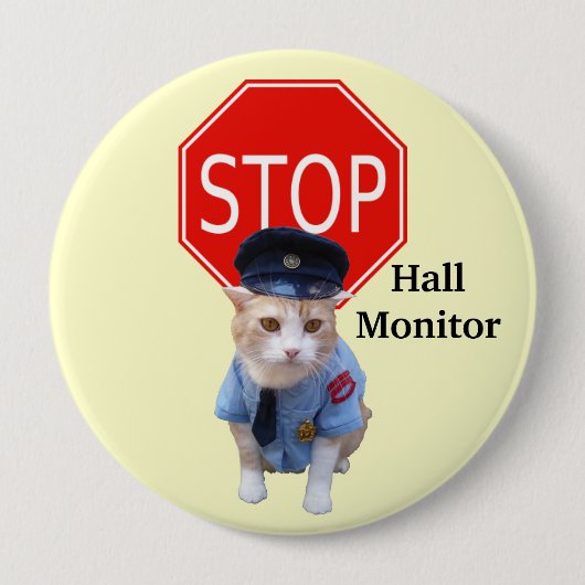 Funny Cat Officer/Hall Monitor Ronde Button 4,0 Cm (Voorkant)