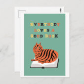 Funny Cat on Book Illustration Briefkaart (Voorkant / Achterkant)