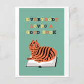 Funny Cat on Book Illustration Briefkaart (Voorkant)