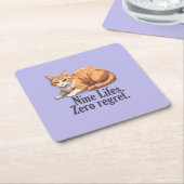 Funny Cat Onderzetter - Eenvoudig minimalistisch m (Schuin)