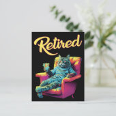 Funny Cat op de bank Pensioen briefkaart (Staand voorkant)