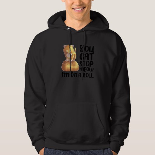 Funny Cat Op Dinner Roll Voor Kitten Lover Mannen Hoodie (Voorkant)