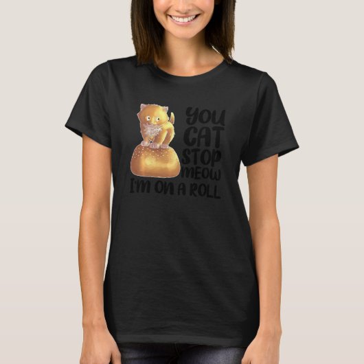 Funny Cat Op Dinner Roll Voor Kitten Lover Mannen T-shirt (Voorkant)