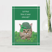 Funny Cat op St. Patrick’s Day met Groen Pet Strop Kaart (Voorkant)