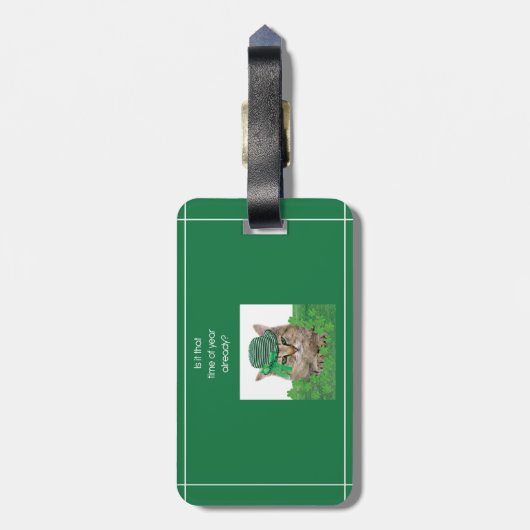 Funny Cat op St. Patrick's Day Bagagelabel (Achterkant verticaal)