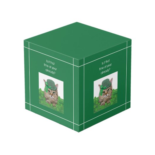 Funny Cat op St. Patrick's Day Kubus (Voorkant hoekig)