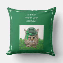 Funny Cat op St. Patrick's Day Kussen