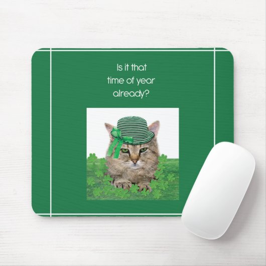 Funny Cat op St. Patrick's Day Muismat (Met muis)