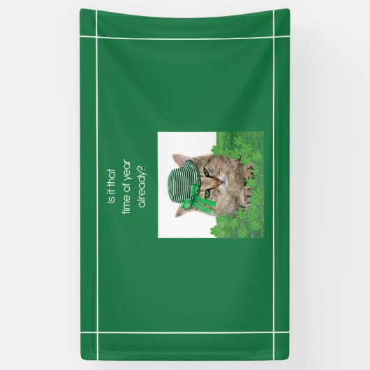 Funny Cat op St. Patrick's Day Spandoek (Verticaal)