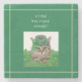Funny Cat op St. Patrick's Day Stenen Onderzetter (Voorkant)