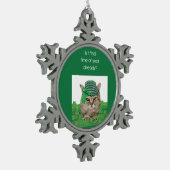Funny Cat op St. Patrick's Day Tin Sneeuwvlok Ornament (Links)