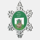 Funny Cat op St. Patrick's Day Tin Sneeuwvlok Ornament (Rechts)