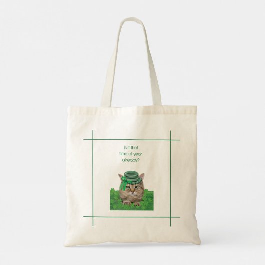 Funny Cat op St. Patrick's Day Tote Bag (Achterkant)
