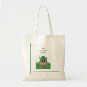 Funny Cat op St. Patrick's Day Tote Bag