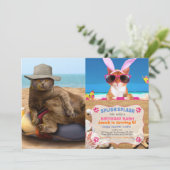 Funny cat op vakantie kaart (Staand voorkant)