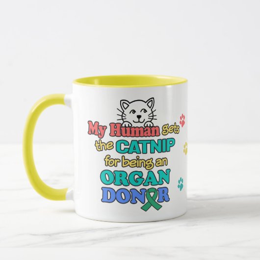 Funny Cat Organ Donor Awareness Coffee Mok (Links)