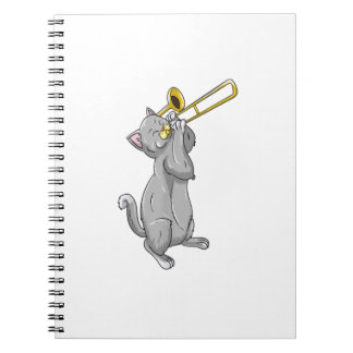Funny Cat Palling Trombone Gift Cool Kitten Musici Notitieboek